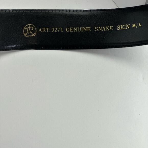 Art 9271 Genuine Black snake skin belt with rhinestone and gold belt‎ buckle - Picture 2 of 3